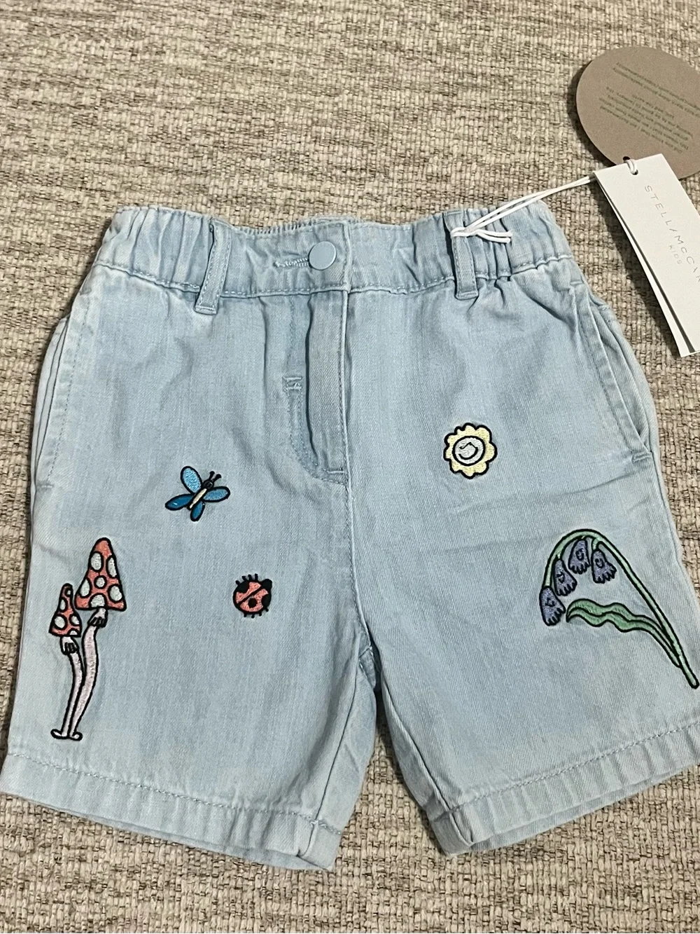 Stella McCartney Light Blue Embroidered Denim Shorts